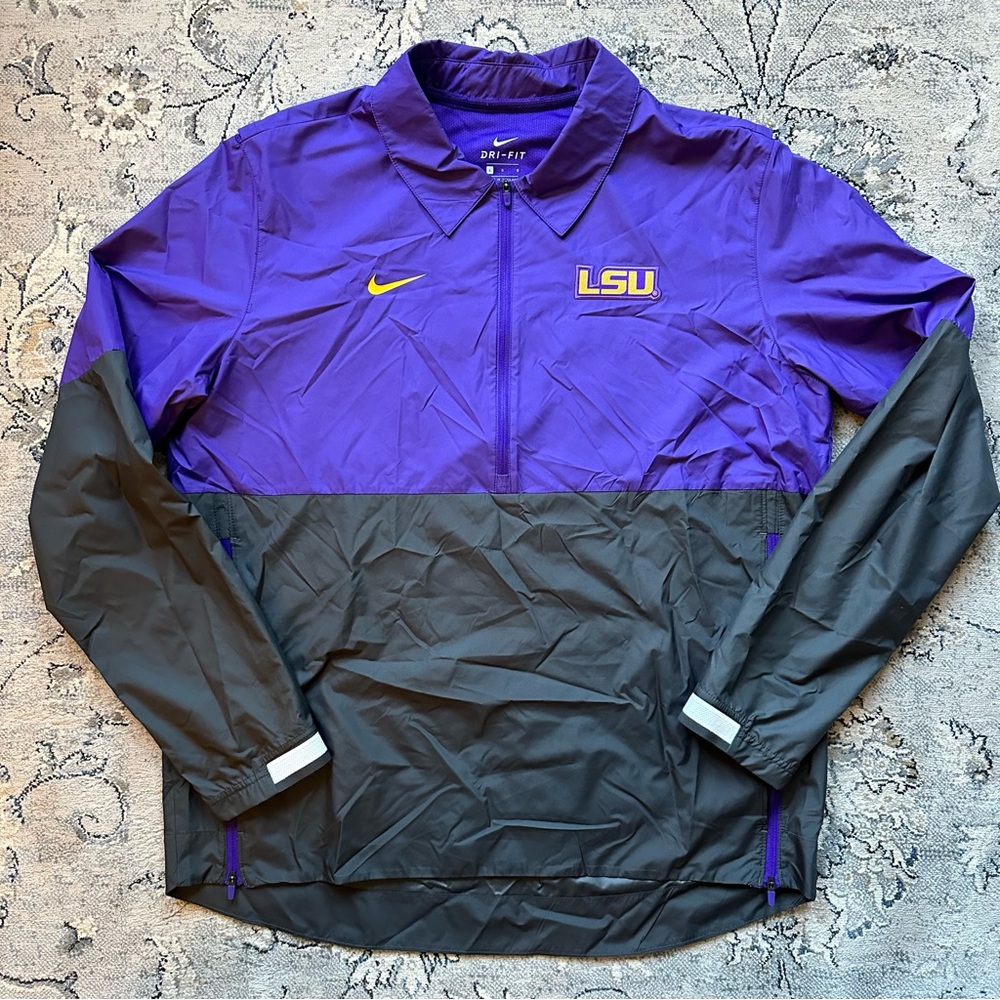 Men’s L LSU On-Field Windbreaker Quarter Zip Jacket with Pockets